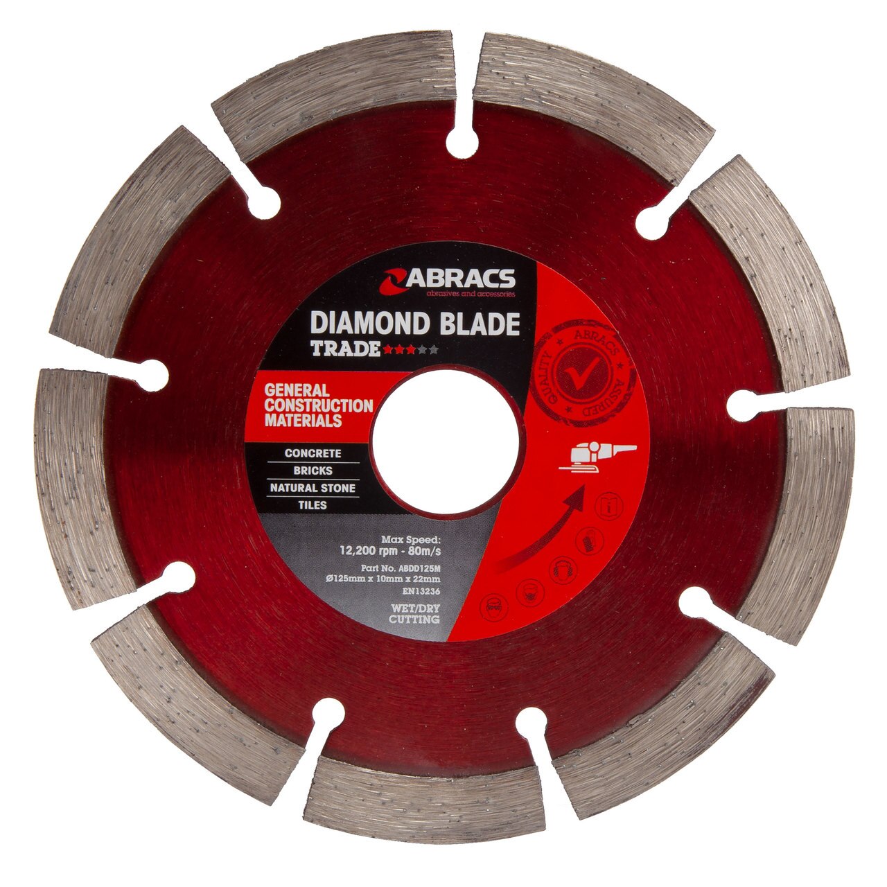 Abracs ABDD125M Trade Diamond Blade с общо предназначение 125mm x 10mm x 22mm
