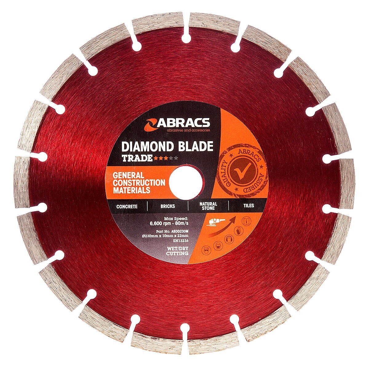 Abracs ABDD230M Diamond Blade с общо предназначение 230mm x 10mm x 22mm