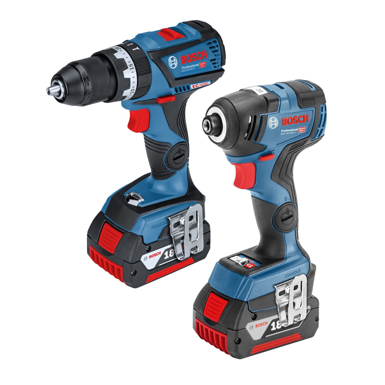 Bosch 06019G4172 18V динамични редове безчетков двойна опаковка - GSB 18V-60 ° С Ударен Винтоверт + ГДР 18V-200 ° С за Ударна Отвертка (2 х 5.0Ah батерии)