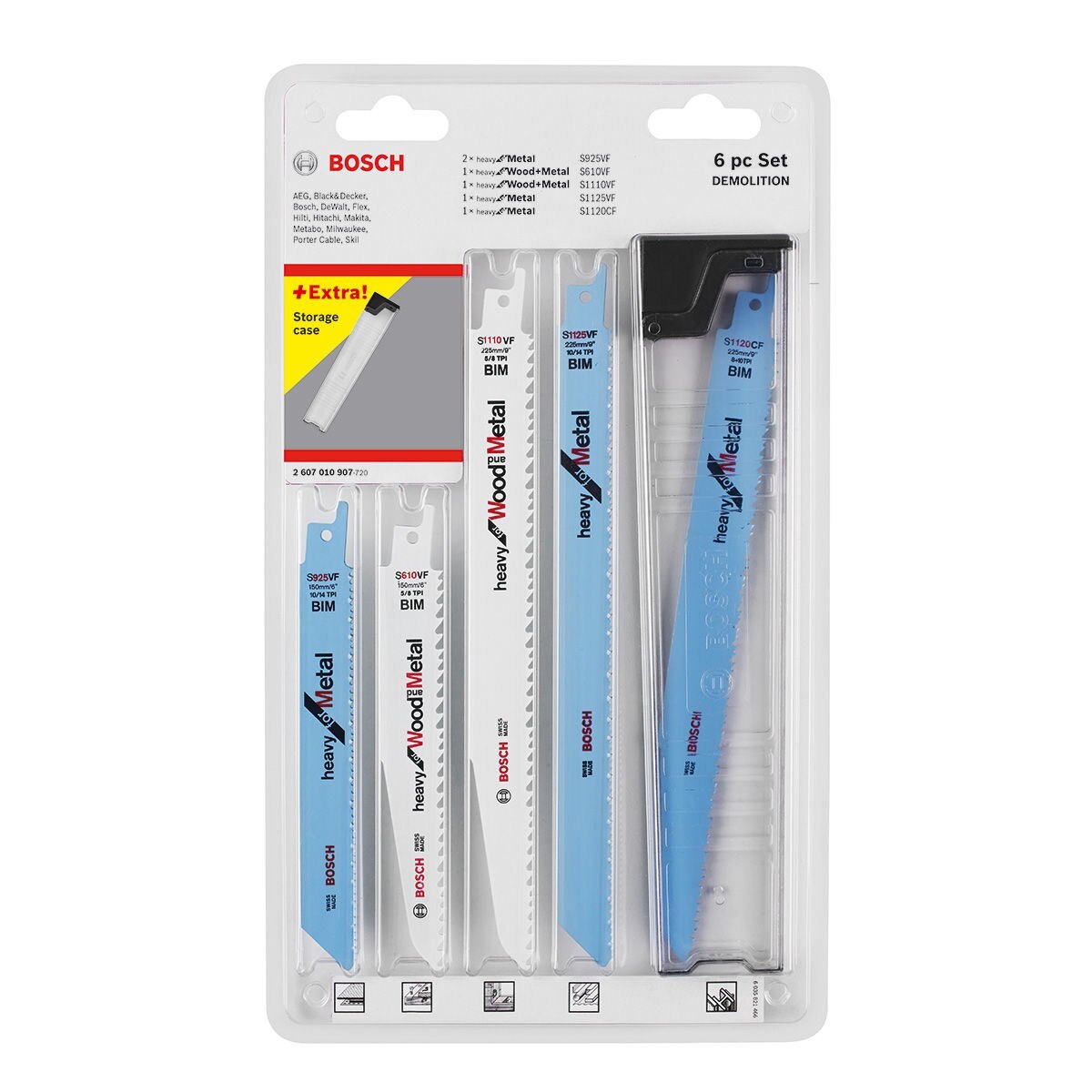 Bosch 2607010907 Recip Blade 6 Pieces Set за събаряне с калъф
