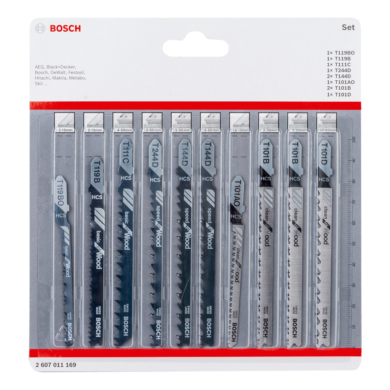 Bosch 2607011169 моторен трион ножове Комплект за Дърво (опаковка от 10)