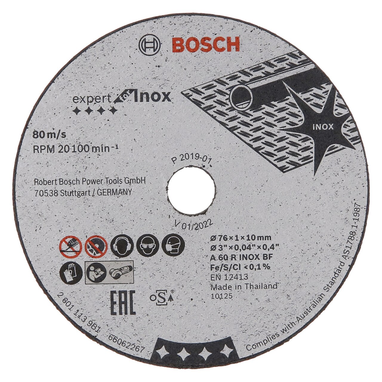 Bosch 2608601520 Expert for Inox Cutting Blade 76mm x 10mm Bore (Pack Of 5)