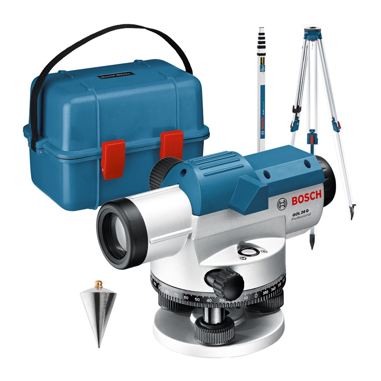 Bosch GOL 26 D Професионален оптичен нивелир + BT 160 статив + Комплект нивелиращи щанги GR 500