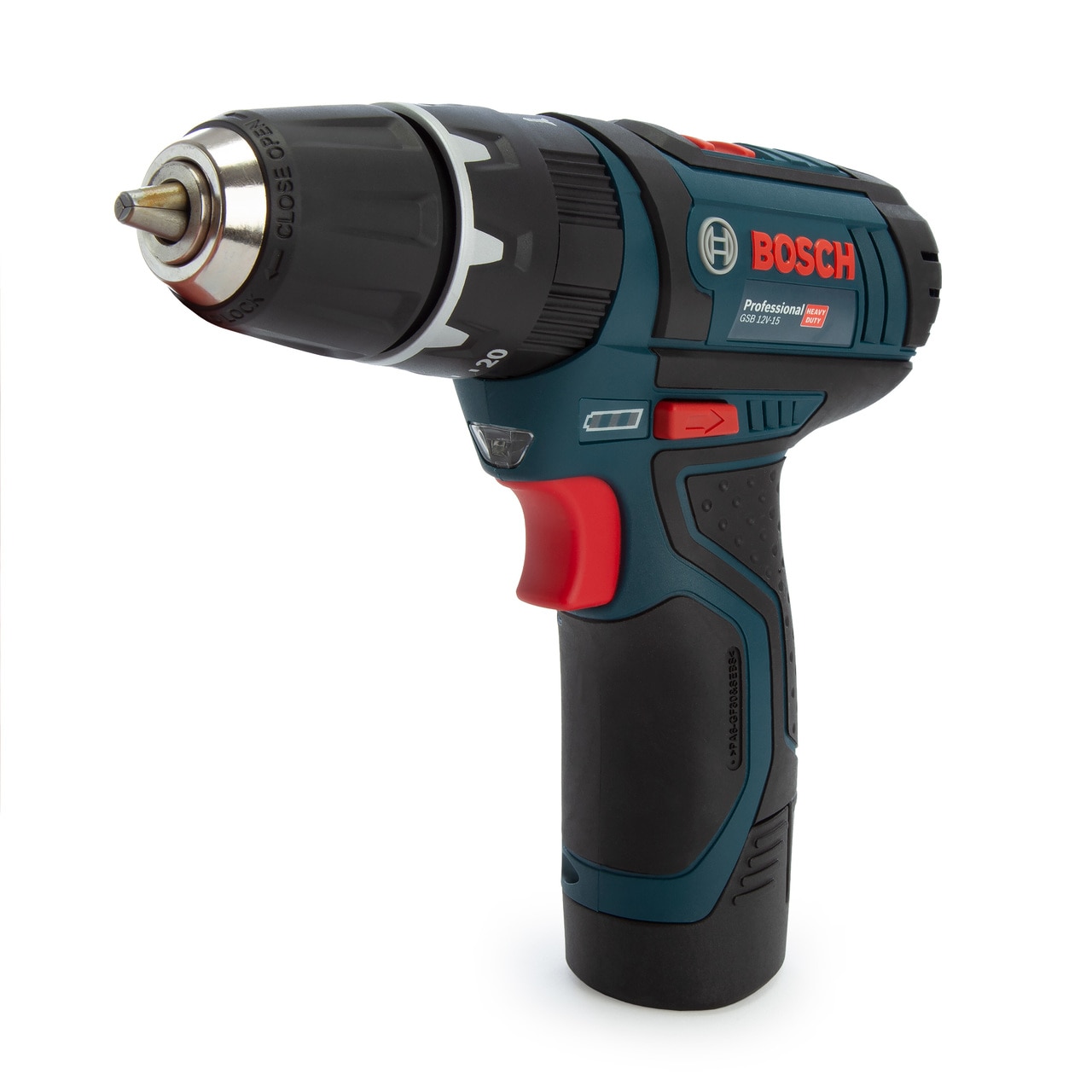 Професионална Ударен Винтоверт Bosch GSB 12V-15 с 3 x комплекта Свредло (1 x 2.0Ah и 1 x 4.0Ah батерия)