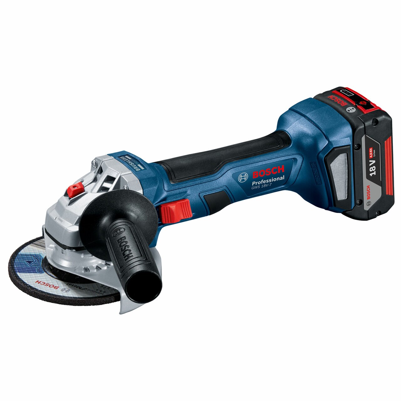 Bosch GWS 18V-7 4,5-инчов / 115 мм Ъглошлайф (2 x 4.0Ah батерии)
