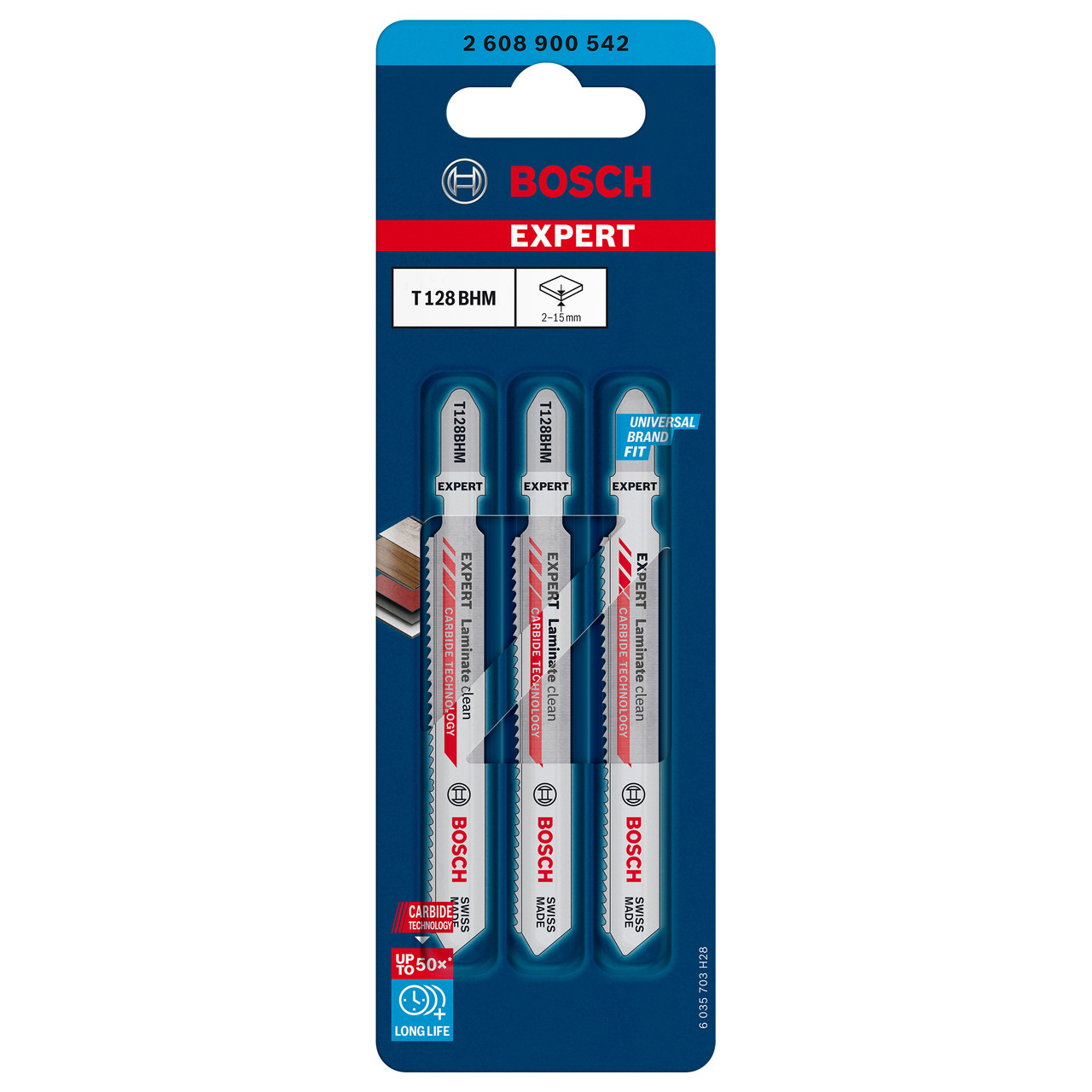 Ножове за прободен Bosch моторен трион Expert Laminate Clean (3 пакета)