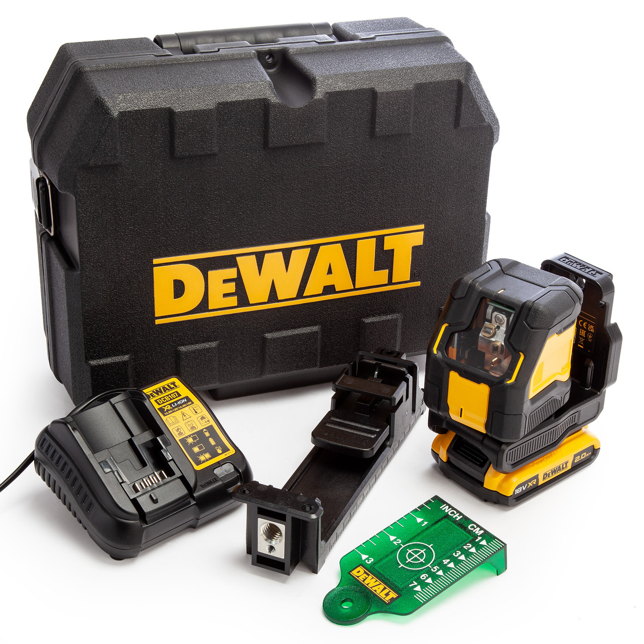 Dewalt DCLE34021D1 18V XR Compact Cross Line Green Beam лазерен комплект (1 x 2.0Ah батерия)