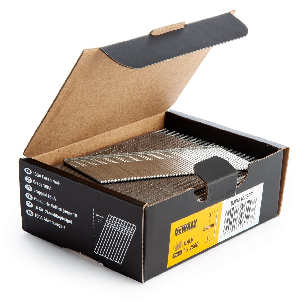 Dewalt DNBA1632-GZ 16GA Brad Finish Nail 20 Deg поцинкована 32 мм (пакет от 2500)