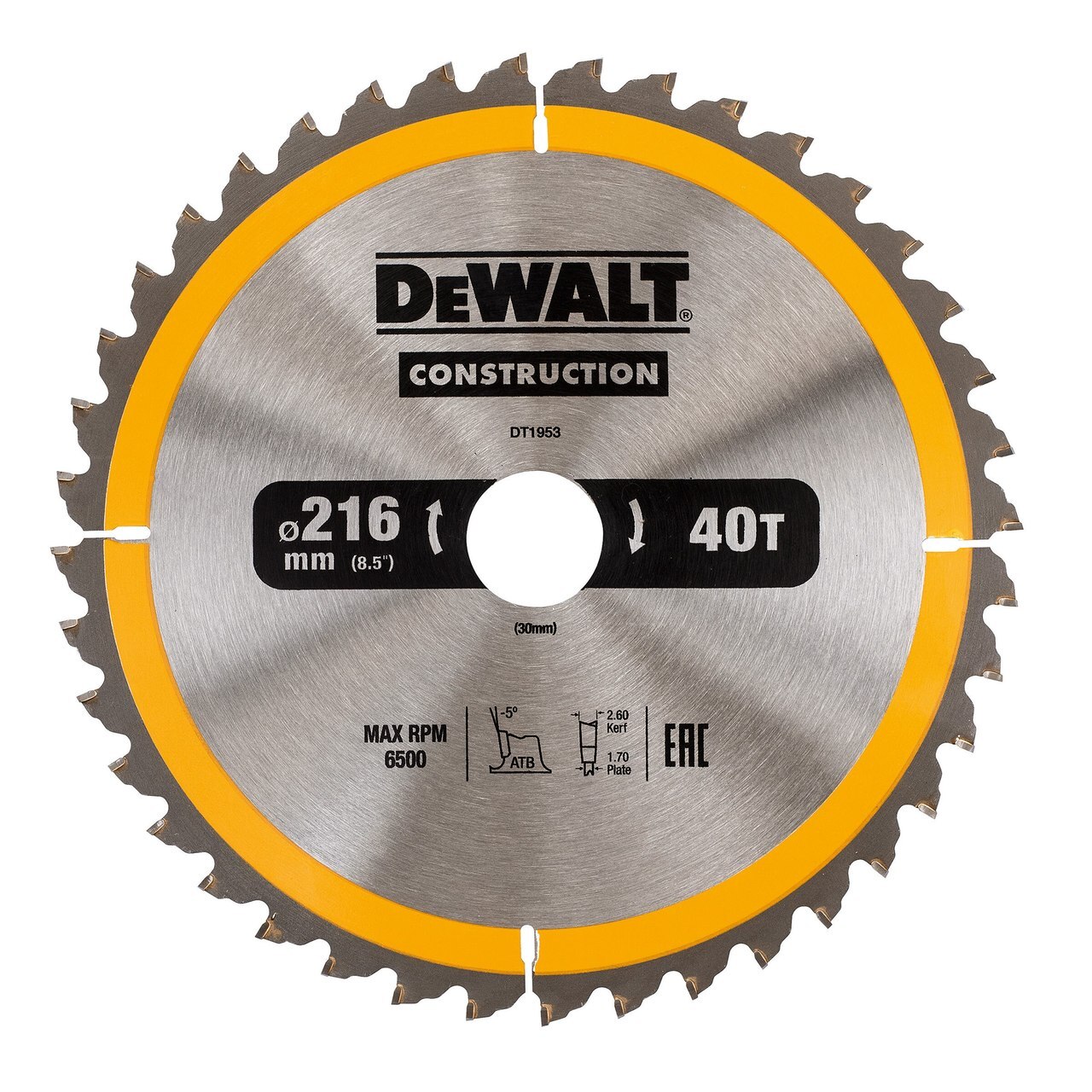 Dewalt DT1953 Конструкция за циркулярно трионче 216mm x 30mm x 40T