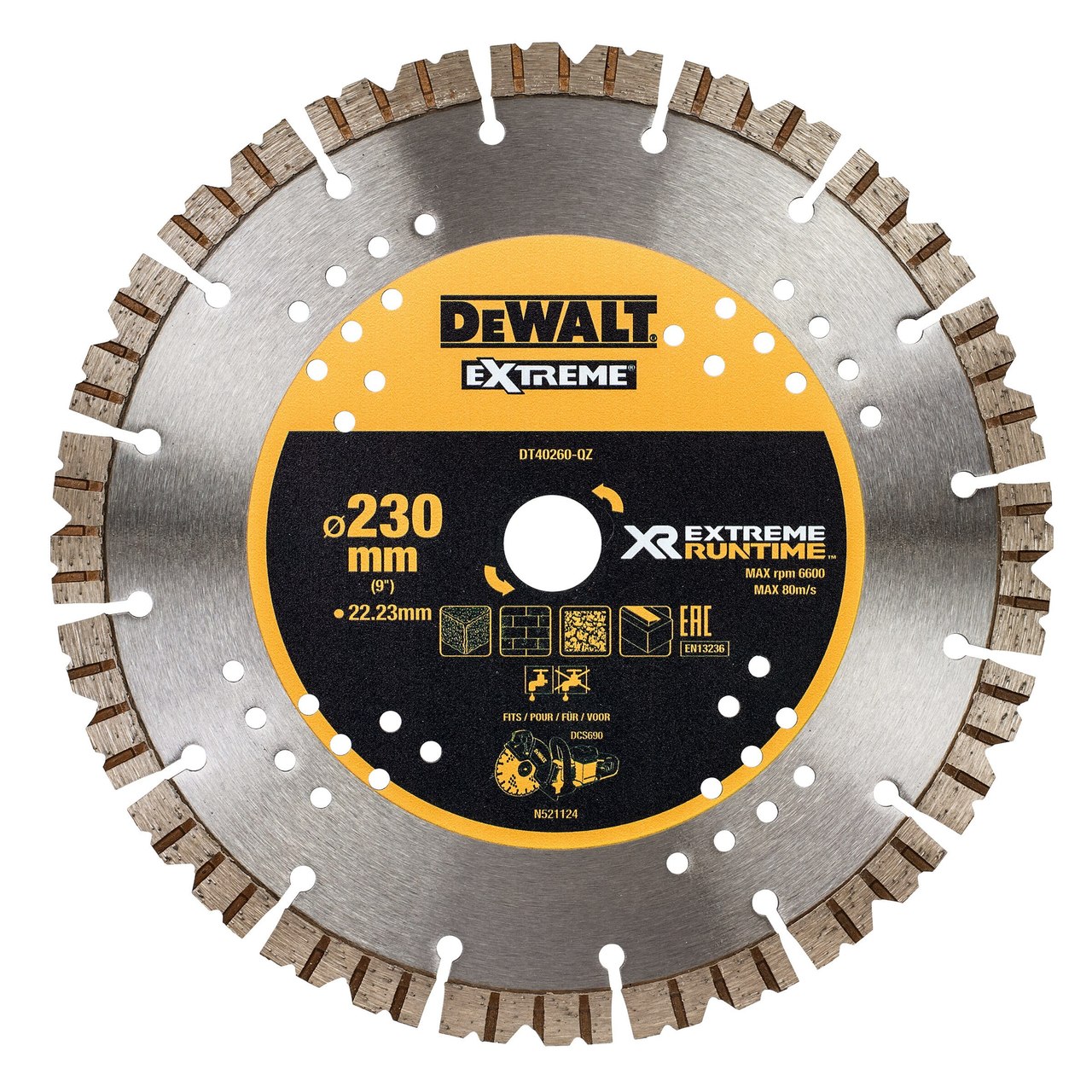 DEWALT DT40260 XR Flexvolt Diamond Blade Extreme Runtime 230mm x 22mm