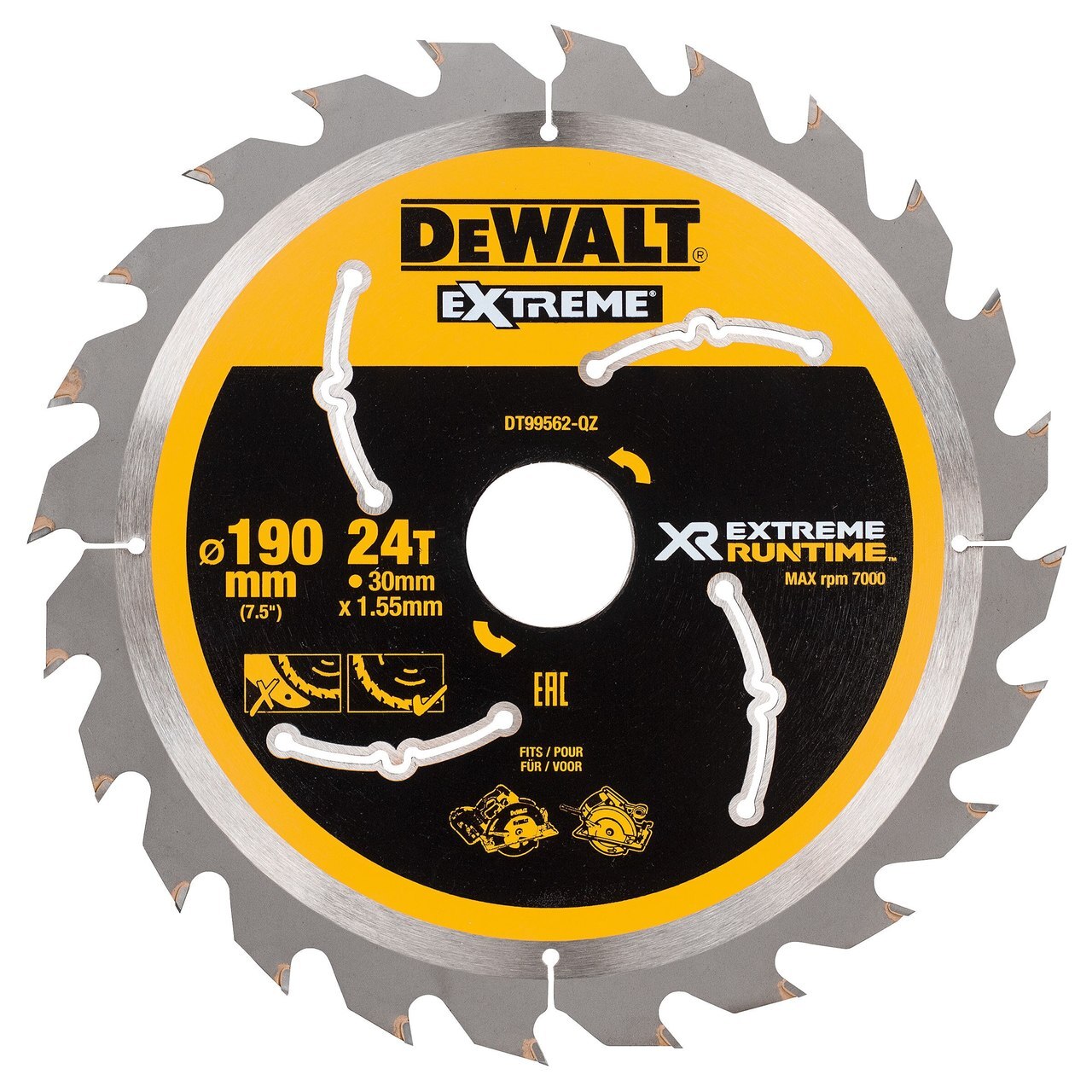 Dewalt DT99562 XR екстремно време за работа циркулярно трионче 190mm x 30mm x 24T