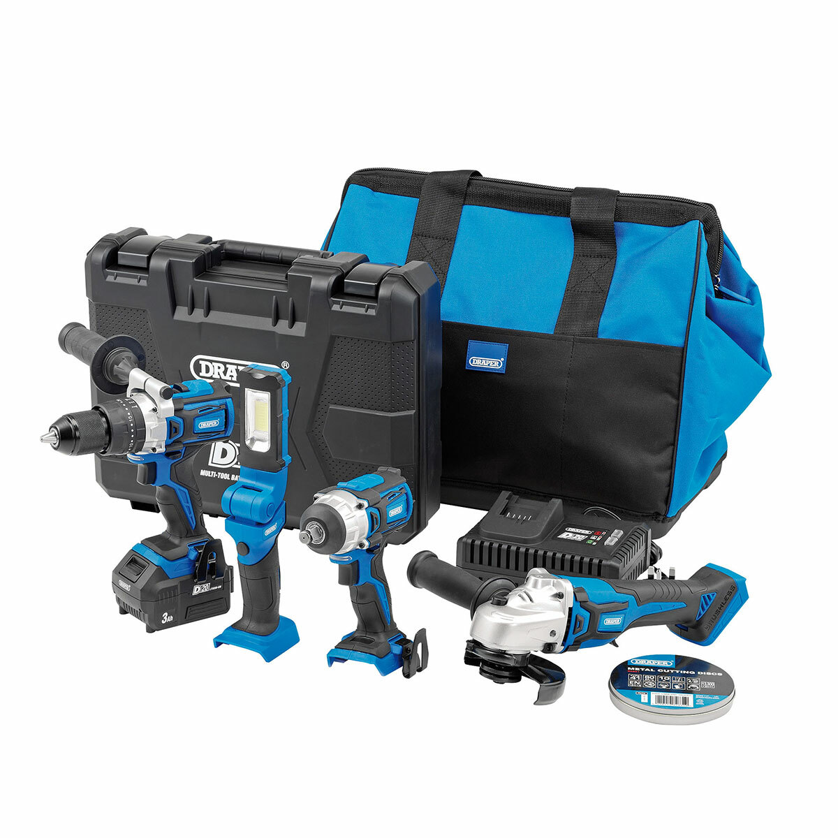 Draper 90470 D20 20V комплект от 4 части (1 x 3.0Ah & 1 x 4.0Ah батерия)