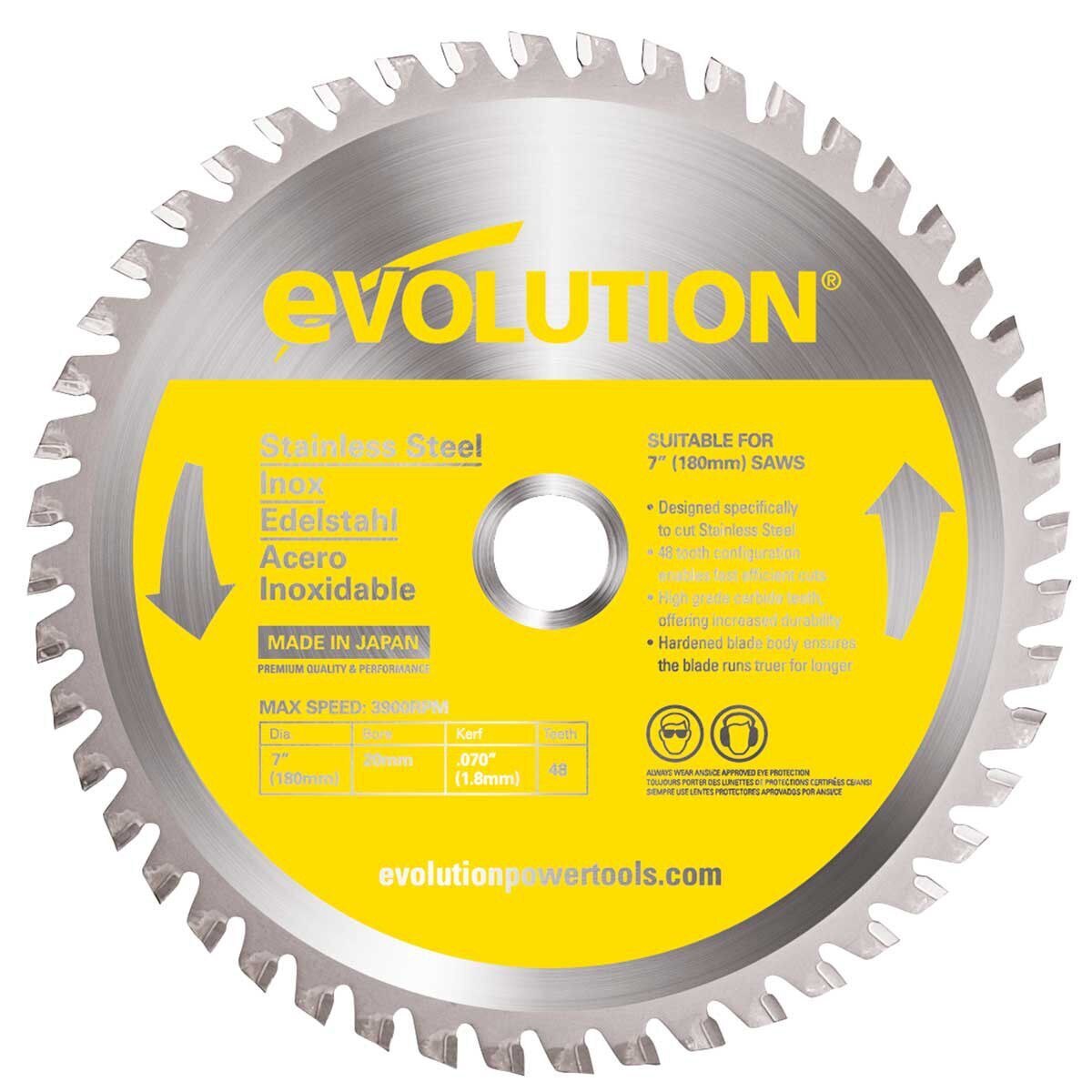 Evolution EVOBLADESS TCT ножовка за триони за неръждаема стомана 180mm x 20mm 48T