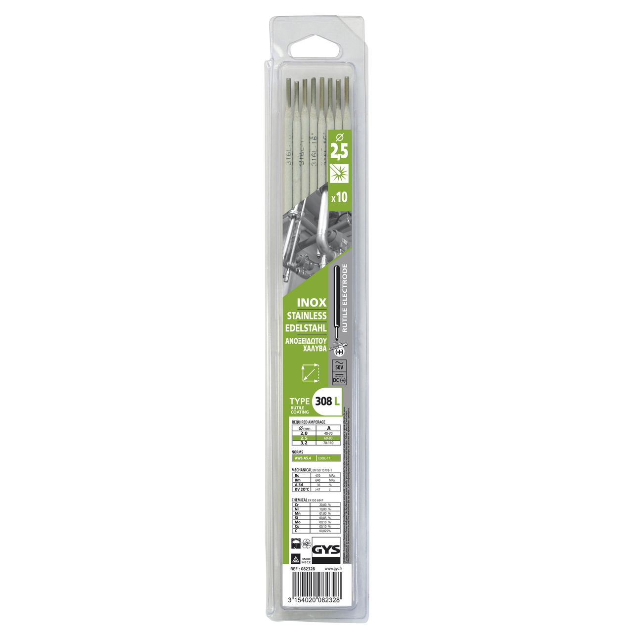 GYS 082328 Inox 308L MMA покрити електроди 2,5 мм