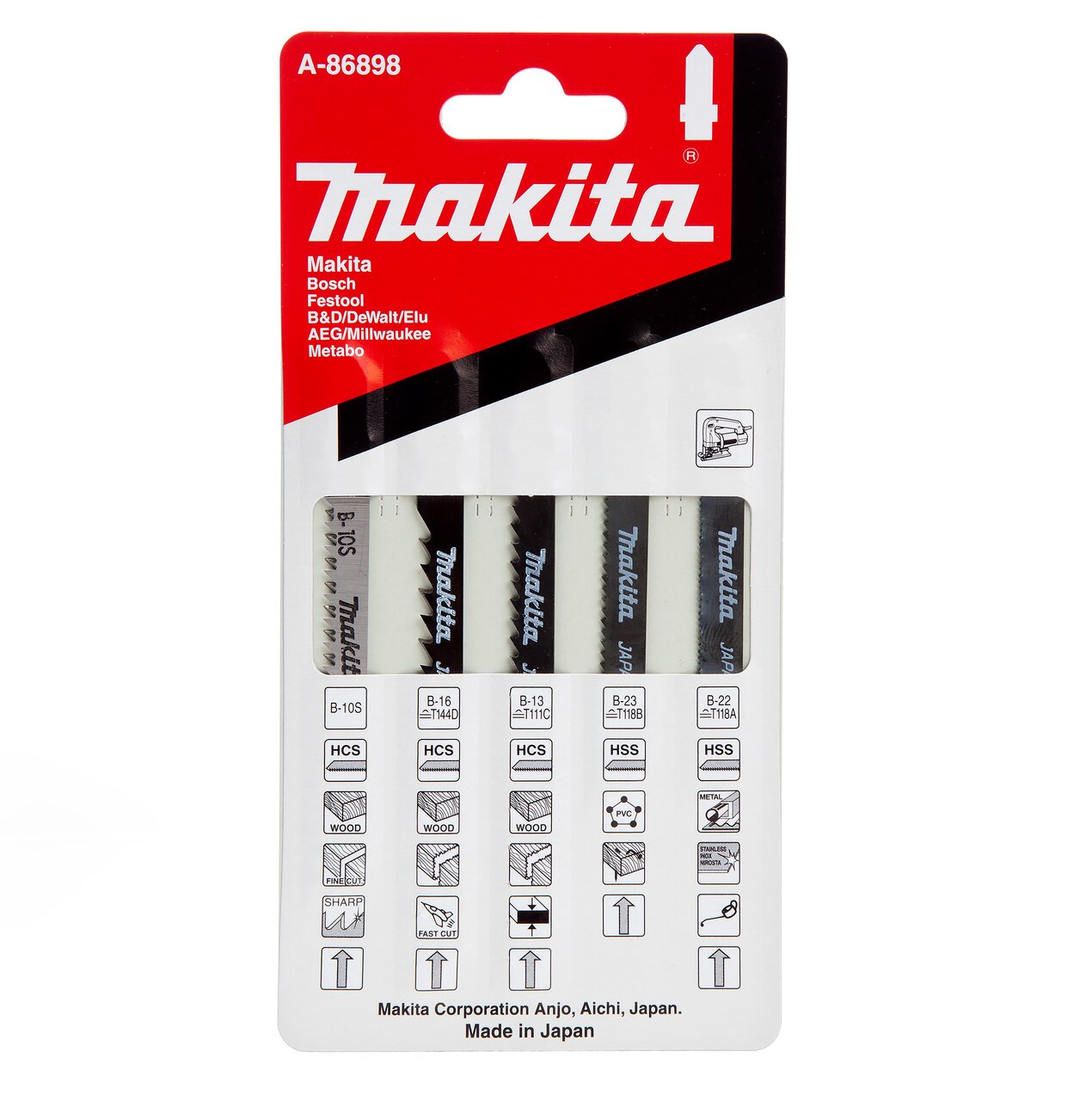 Makita А-86898 моторен трион подбор ножове Pack за дърво PVC и метал (Pack 5)