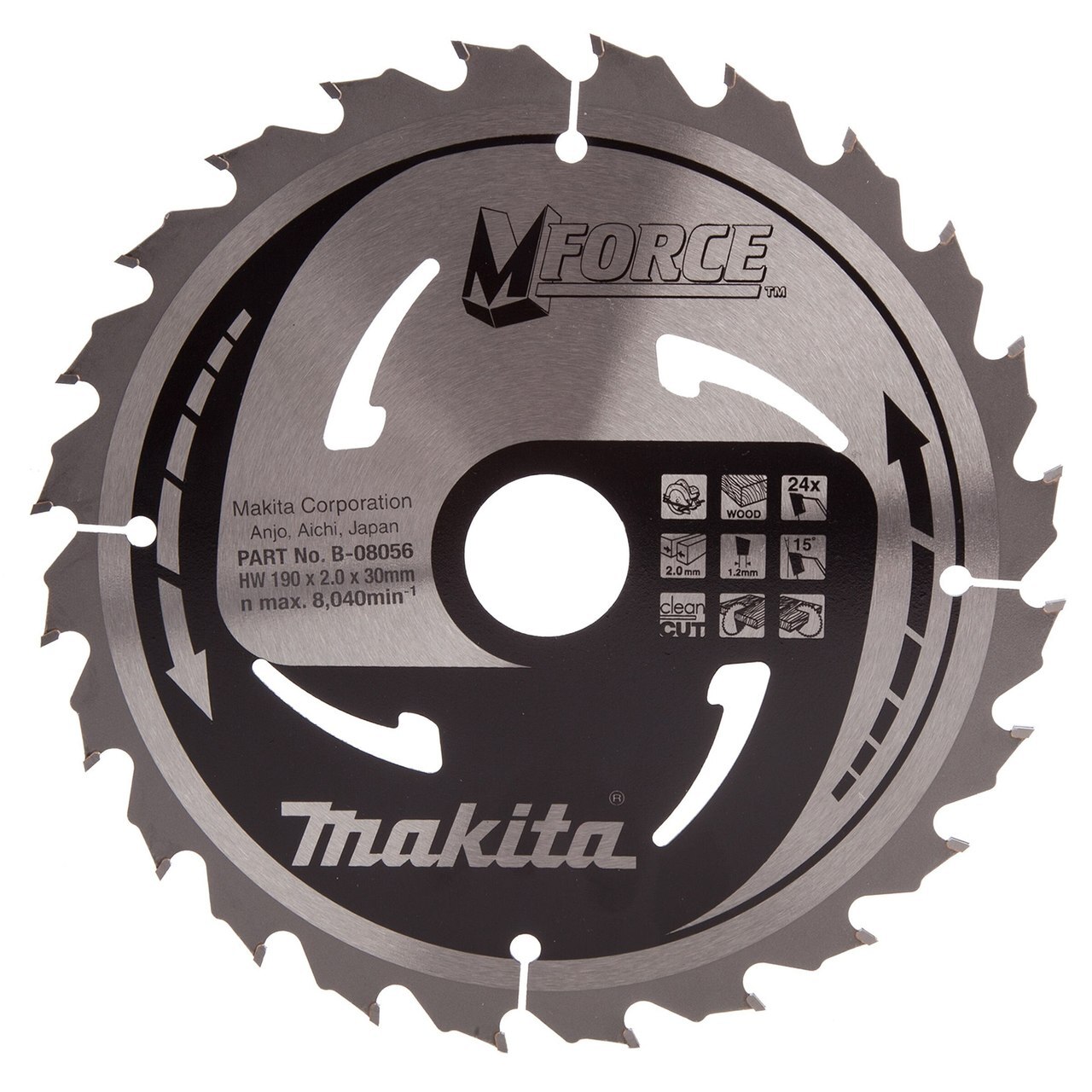 Makita B-08056 M силично циркулярно трионче средно нарязване 190mm x 30mm x 24T