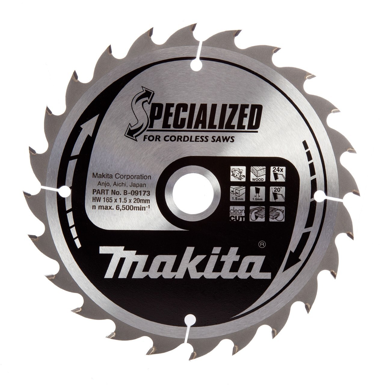 Makita B-09173 Специализиран циркулярен нож за акумулаторни триони 165mm x 20mm x 24T
