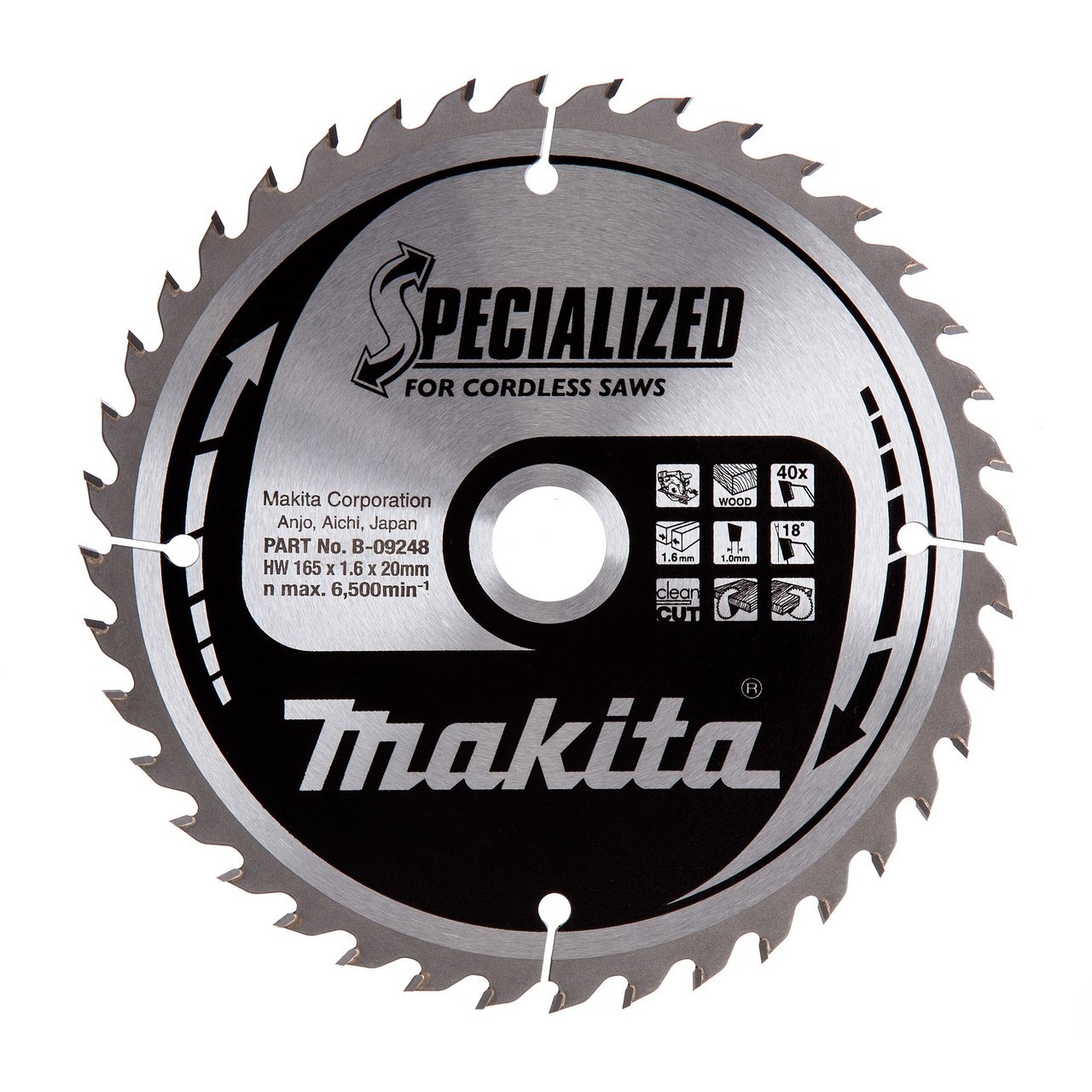 Makita B-09248 Специализиран циркулярен нож за акумулаторни триони 165mm x 20mm x 40T