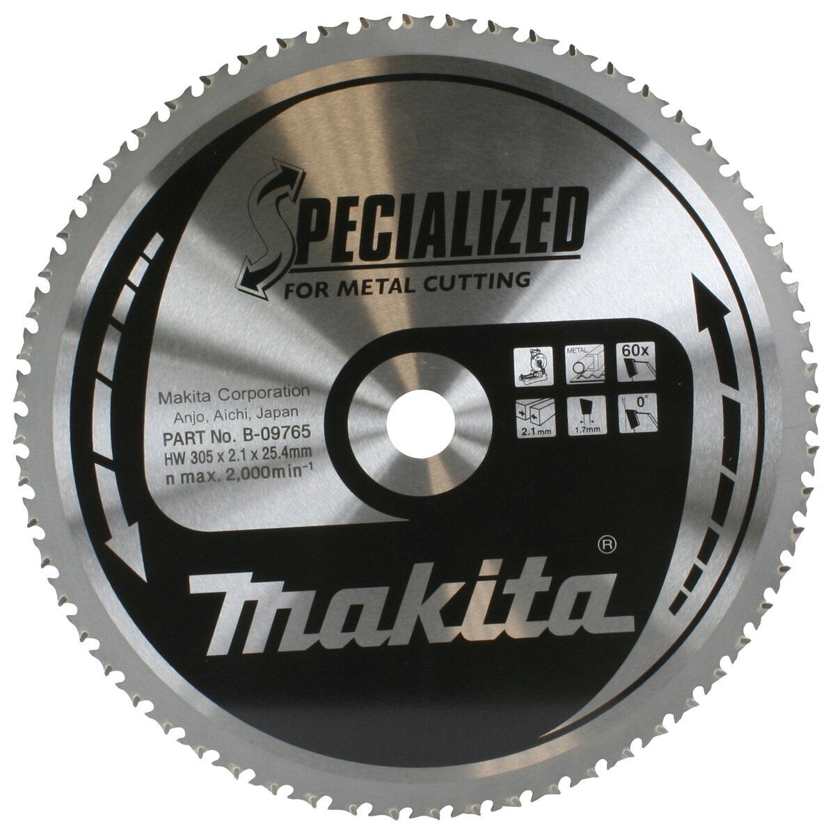 Makita B-09765 TCT Метална циркулярна трионна лента 305мм x 25.4мм x 60Т