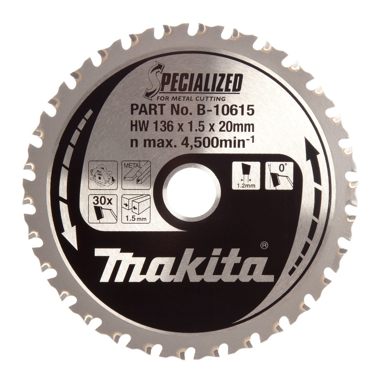 Makita B-10615 Специализиран безжичен циркулярен нож 136mm x 20mm x 30T