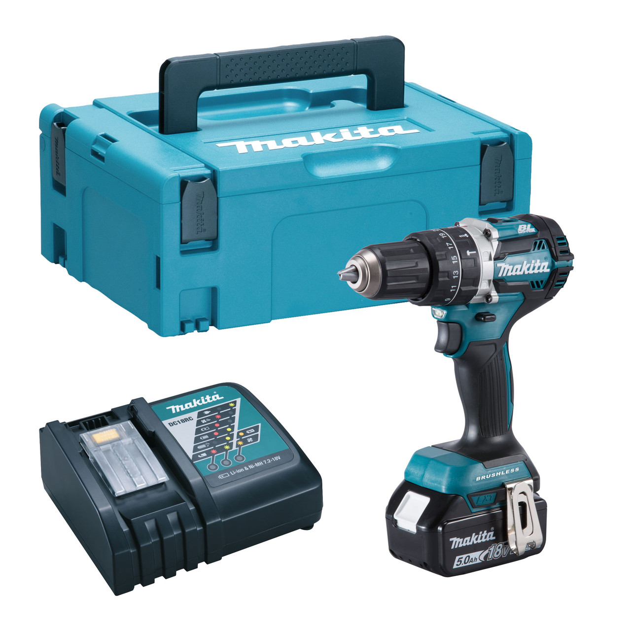 Makita DHP484 18V LXT безчеткова Ударен Винтоверт (1 x 5.0Ah батерия) в MakPac