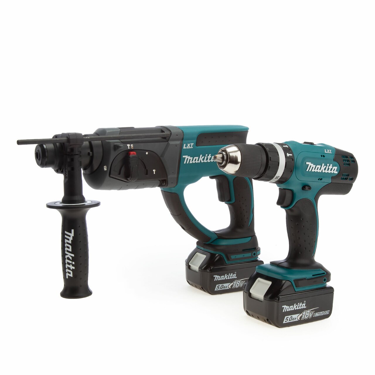 Makita DLX2025T 18V LXT Twin Pack - Ударен Винтоверт DHP453 + Ротационен чук DHR202 (2 x 5.0Ah батерии)