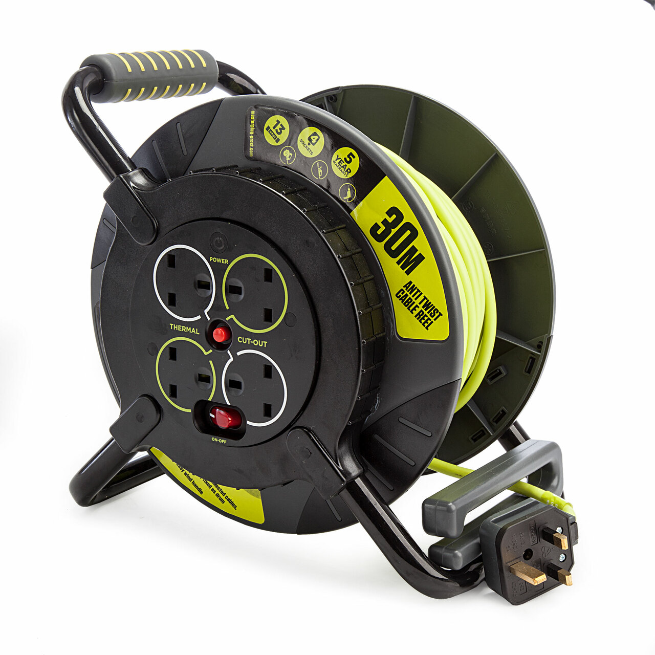 Masterplug OATFU30134SL-PX 4 Gang Anti-Twist Cable Reel 30m 240V