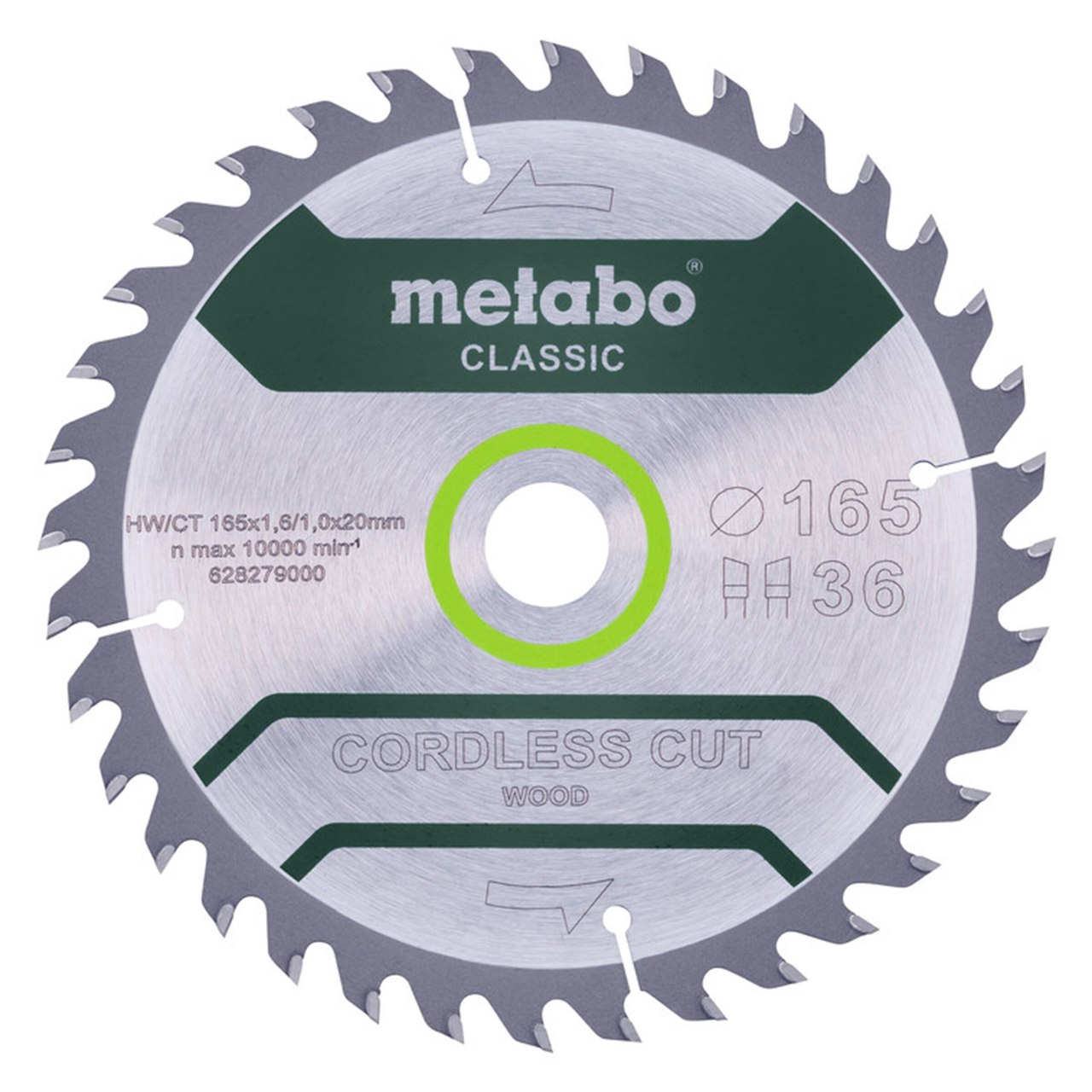 Metabo 628279000 Класическо ножово трионче за дърво 165mm x 20mm x 36T