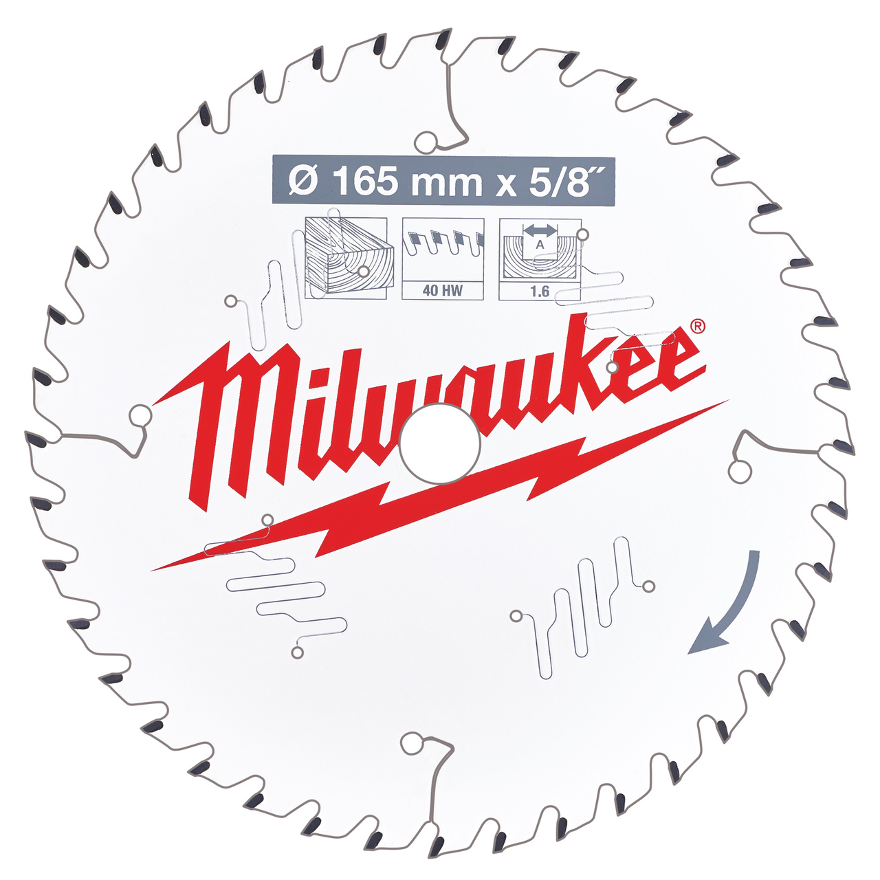 Milwaukee 4932471312 Диск за циркулярен трион за акумулаторни ръчни триони 165mm x 5/8" x 40T