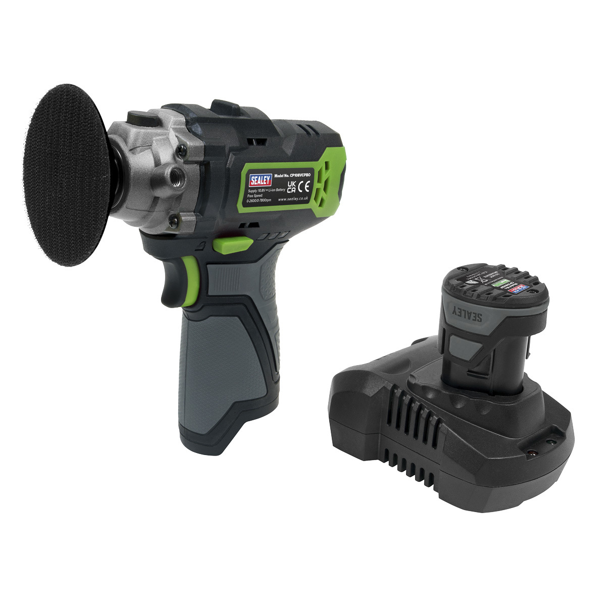 Sealey CP108VCP машина за полиране комплект безжичен полир Ø75mm (1x 2Ah батерия)