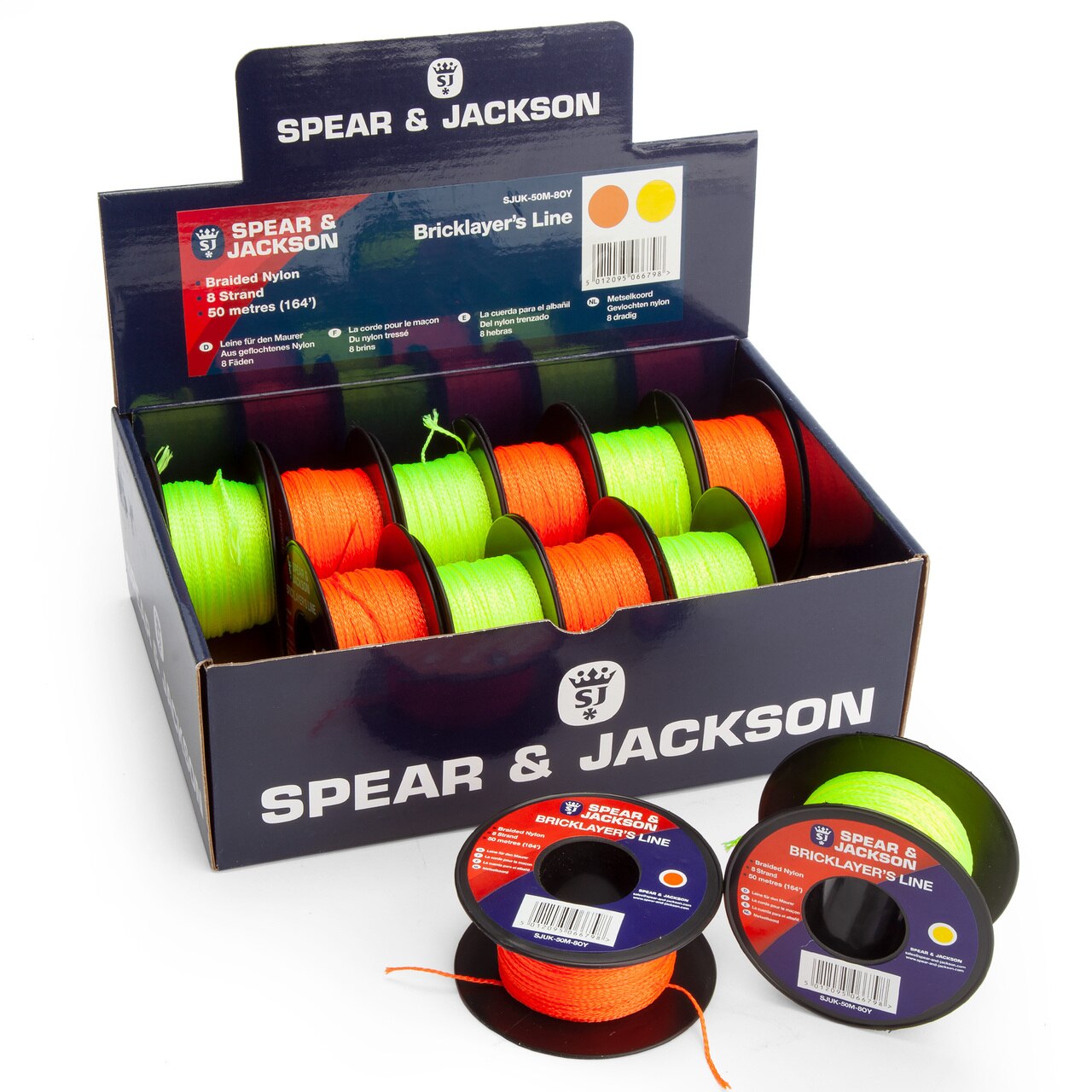 Spear & Jackson SJUK-50M-8OY Tyzack Orange / Yellow Brick Lines 164ft (Box of 12)
