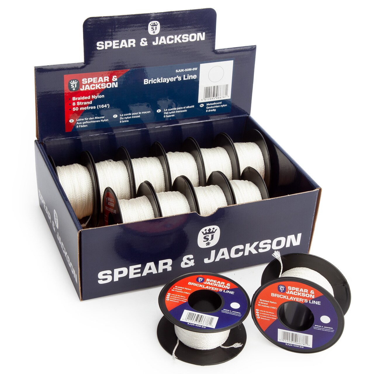 Spear & Jackson SJUK-50M-8W Tyzack White Brick Lines 164ft (Box of 12)