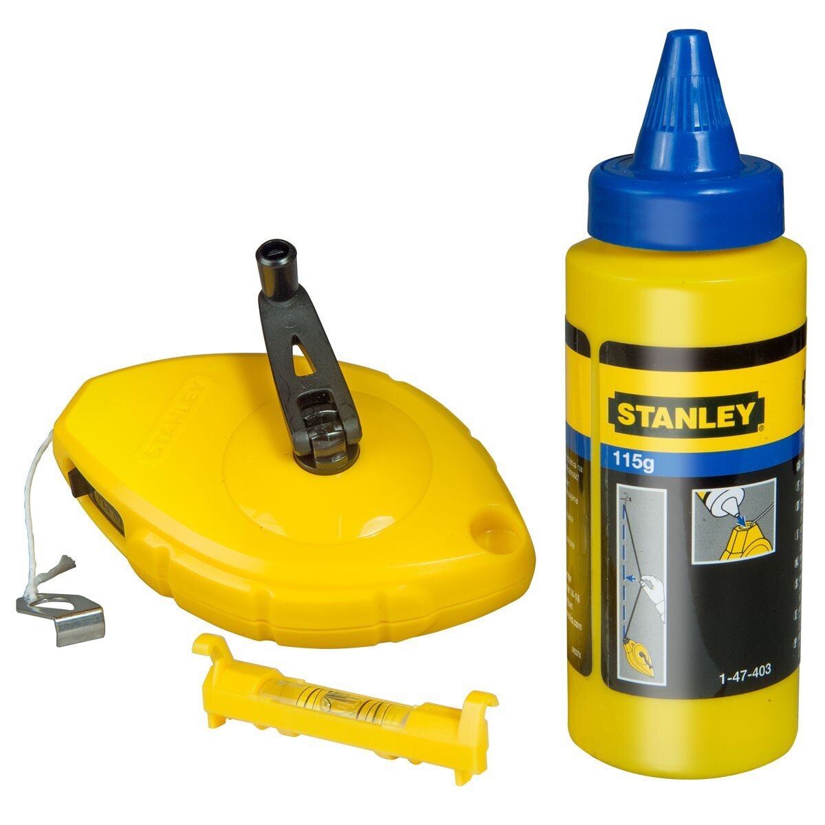 Stanley 0-47-443 Тебешир линия 30 метър синя креда и ниво