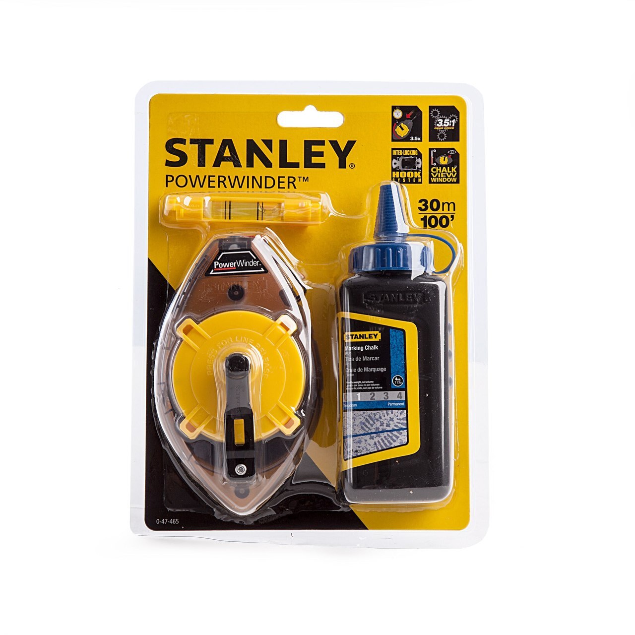 Stanley 0-47-465 PowerWinder Chalk Box 3 броя комплект - син