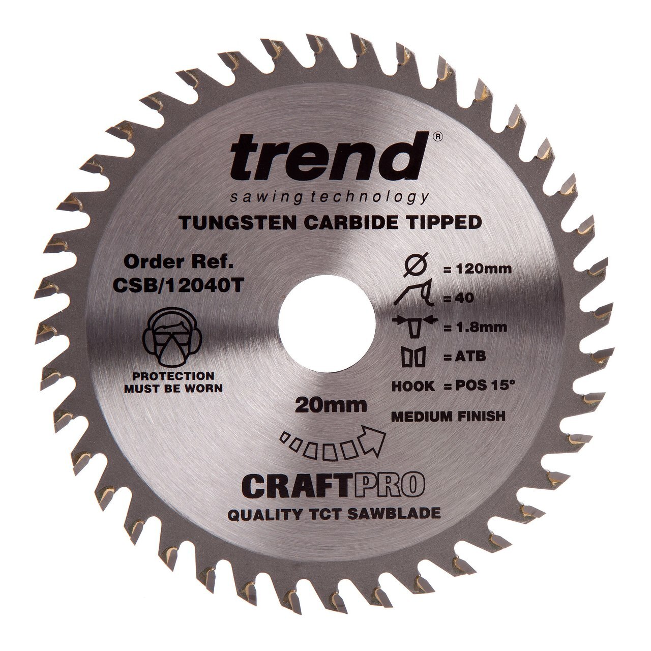 Trend CSB / 12040T CraftPro Комбинация на ножове за триони 120mm x 20mm x 40T