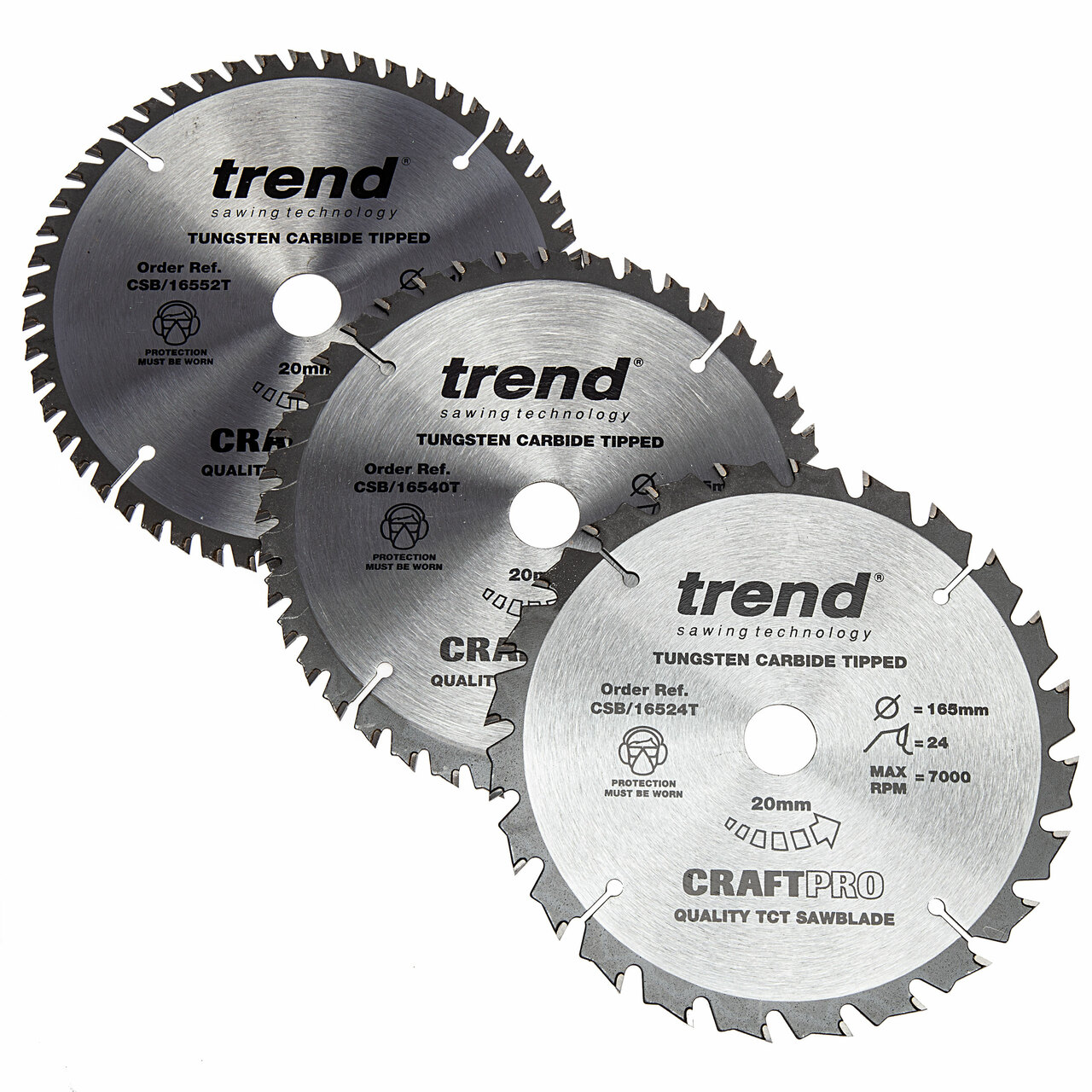 Trend CSB/165 CraftPro режещ диск 165mm x 20mm x 24T, 40T & 52T (пакет от 3)