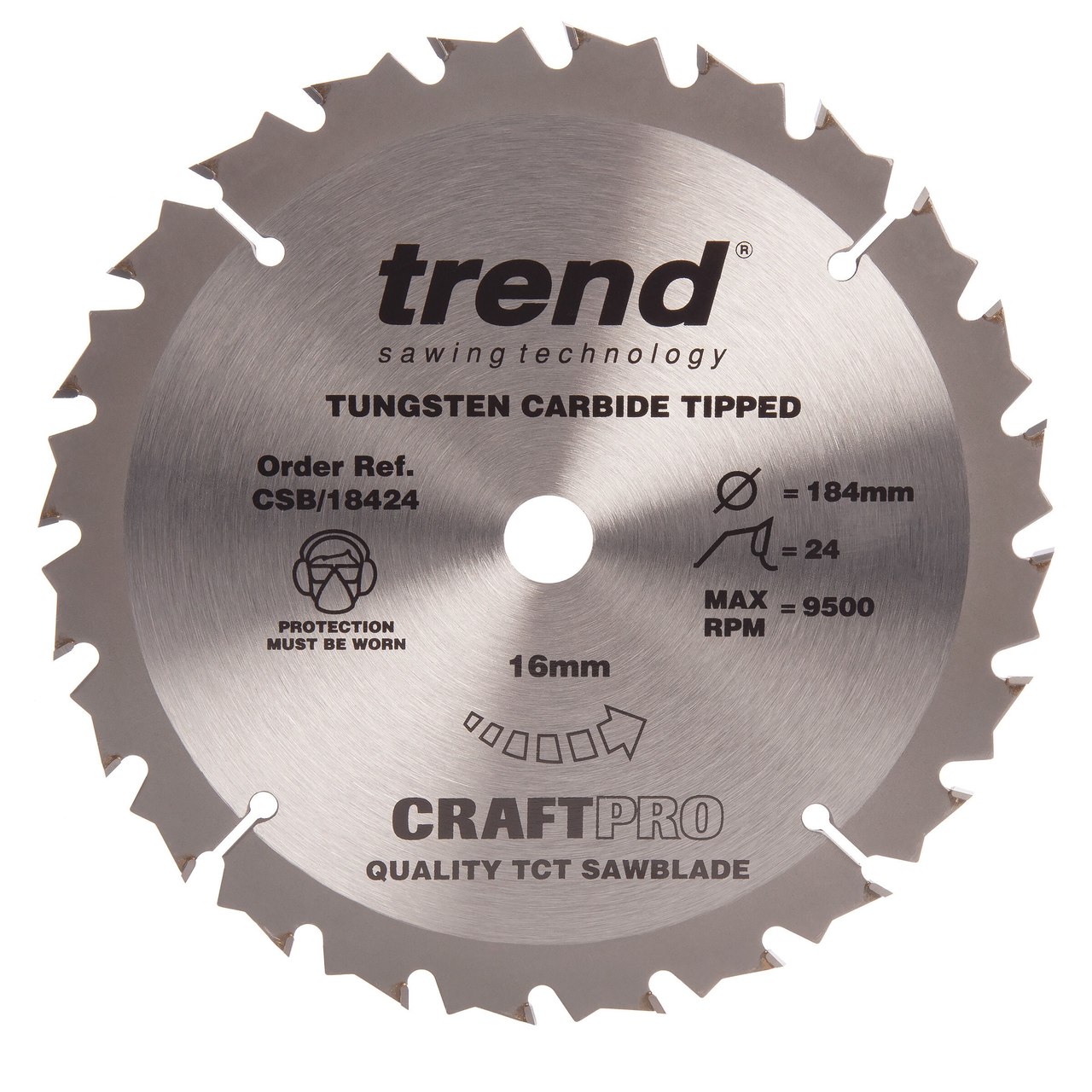 Trend CSB / 18424 CraftPro нож за триони с общо предназначение 184mm x 16mm x 24T