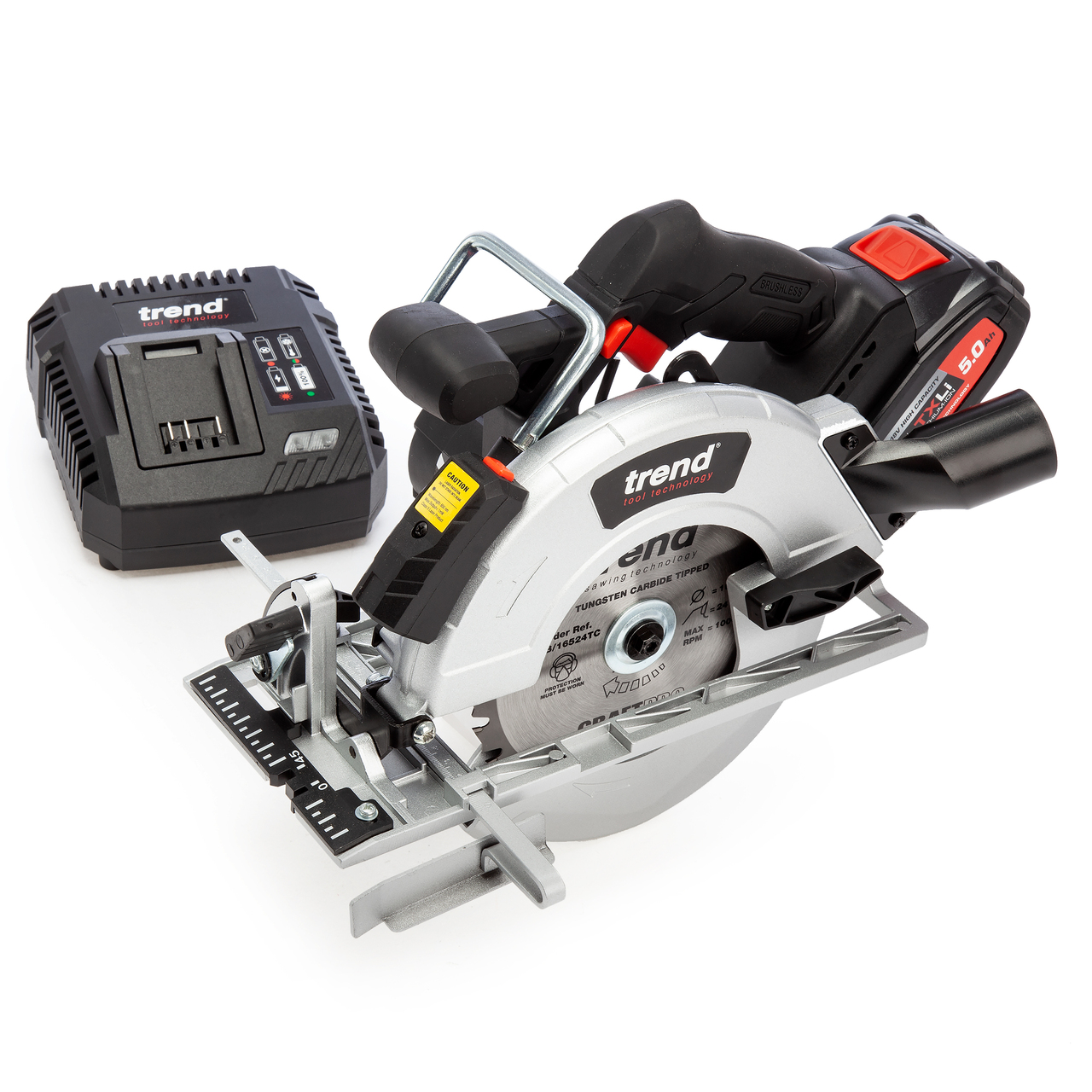 Trend T18S/CS165B 18V 165mm циркуляр + зарядно устройство (1 x 5.0Ah батерия)