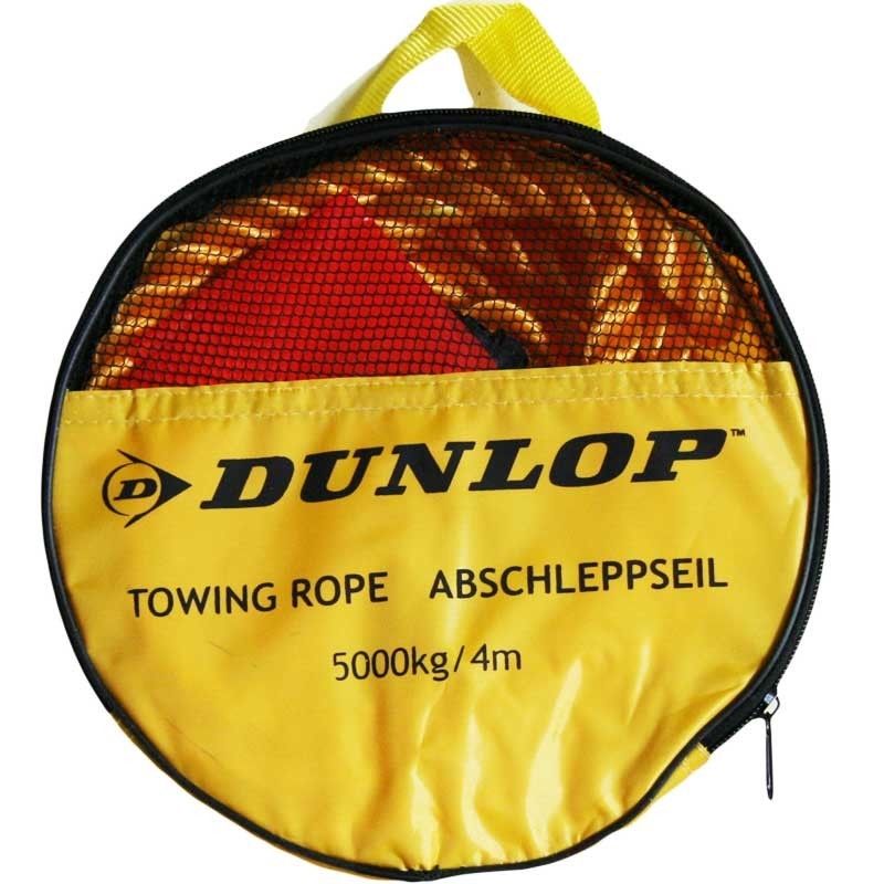 Въже за теглене Dunlop 5t/4m (18230) Жълто, в калъф, с куки-карабинери